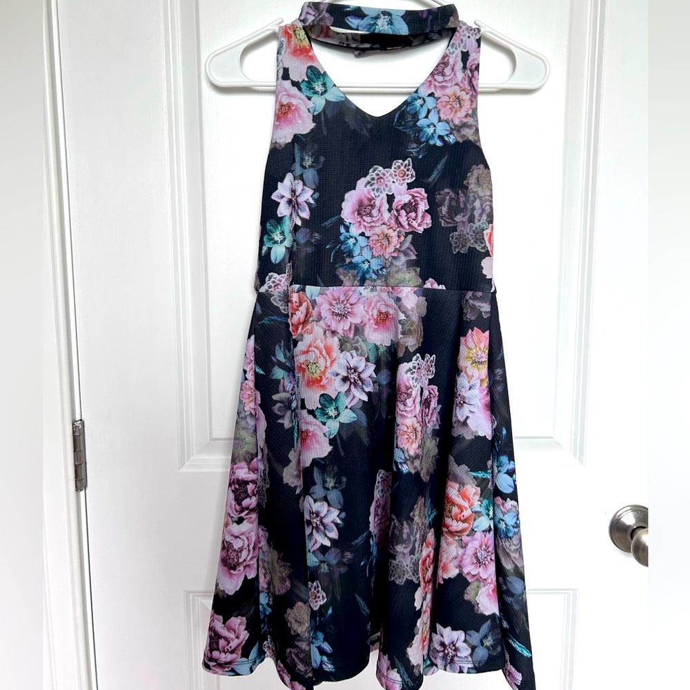 Beautiful Spring Dress, Kids Dress Size 12, Flower Print Dress for Girls